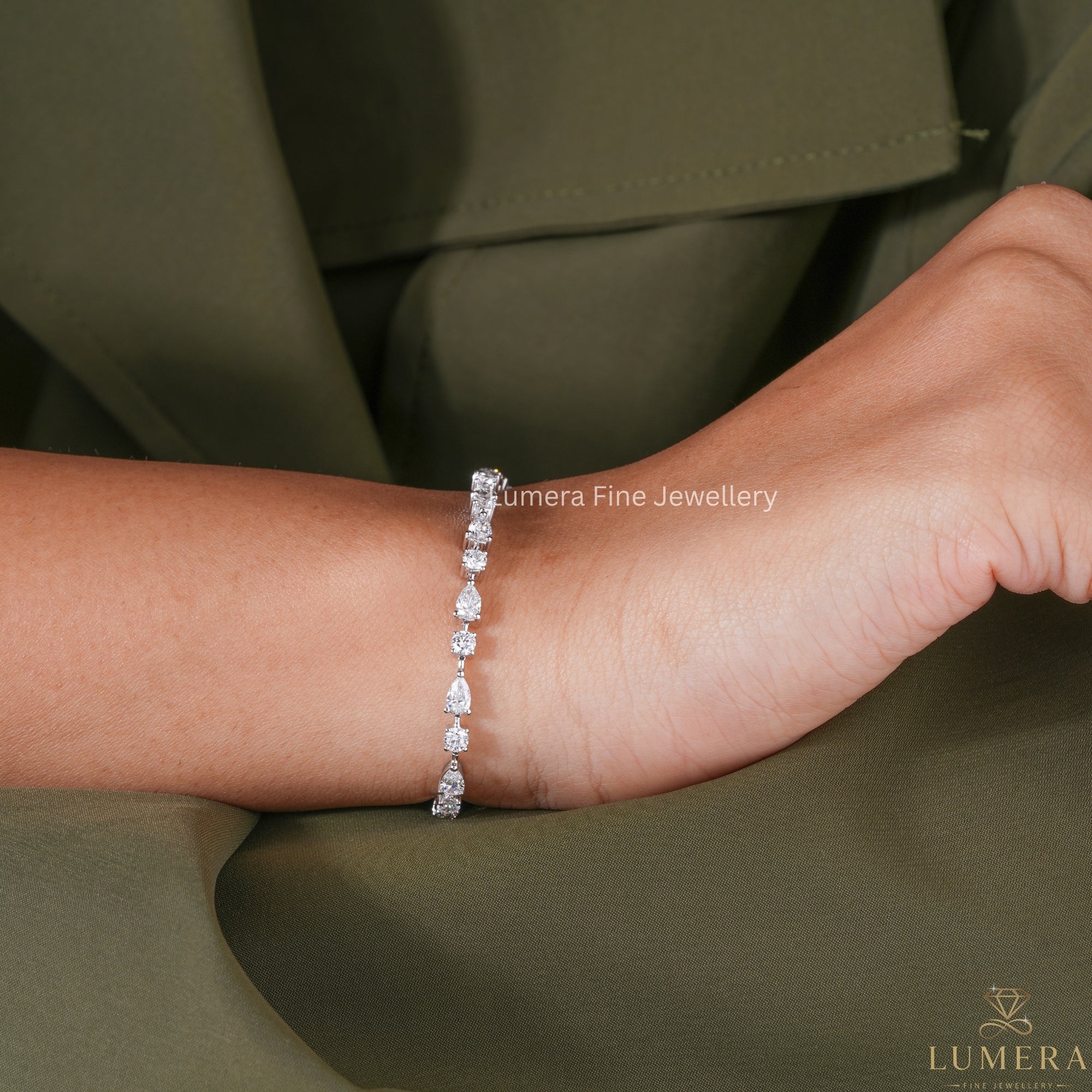 Pear & Round Lab Grown Diamond Tennis Bracelet