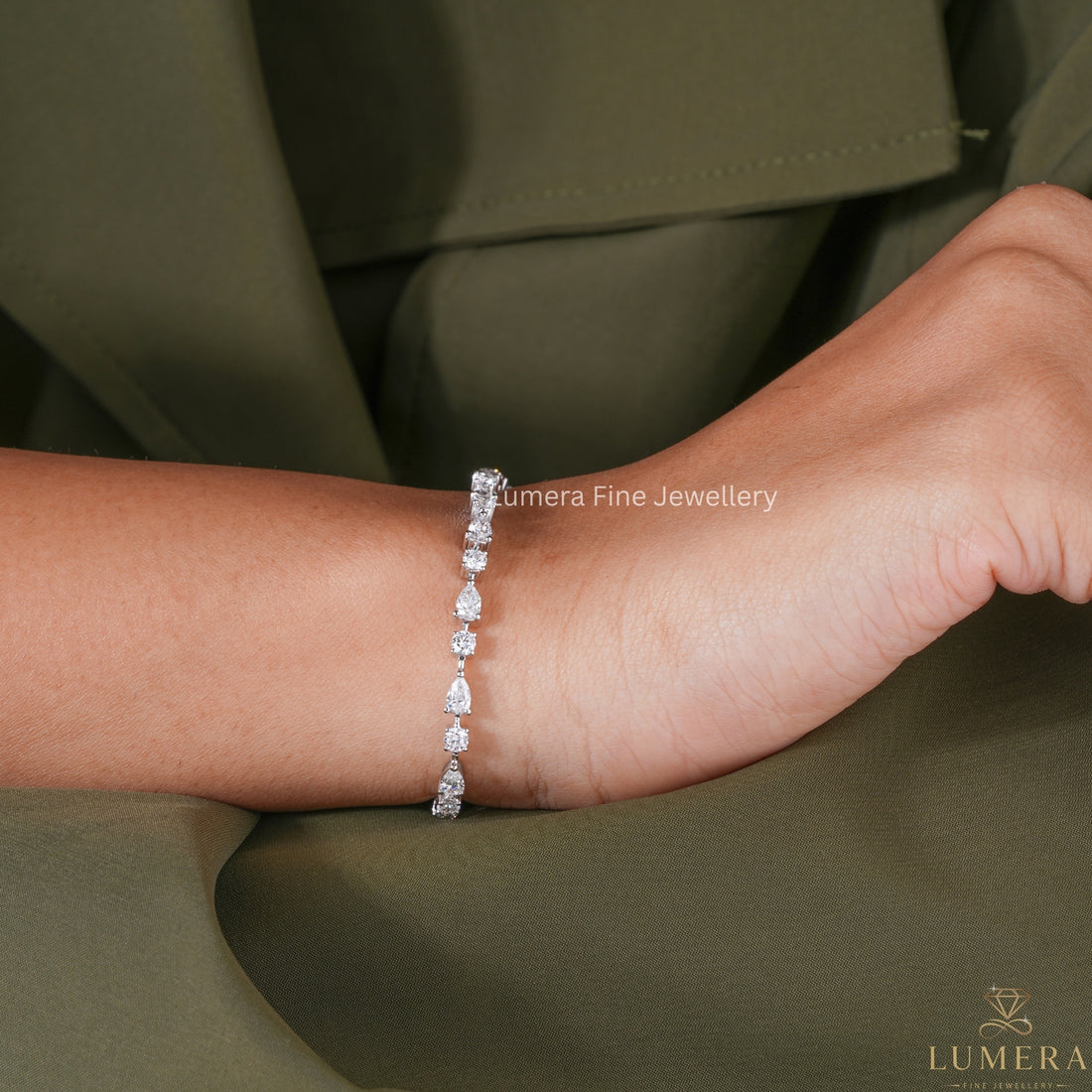 Pear & Round Lab Grown Diamond Tennis Bracelet