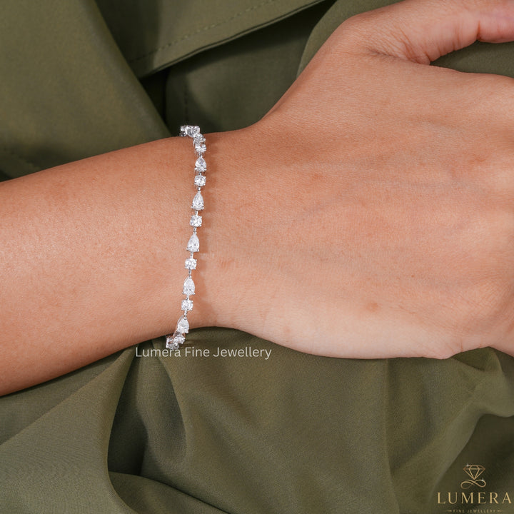 Emerald Cut Lab Grown Diamond Tennis Bracelet