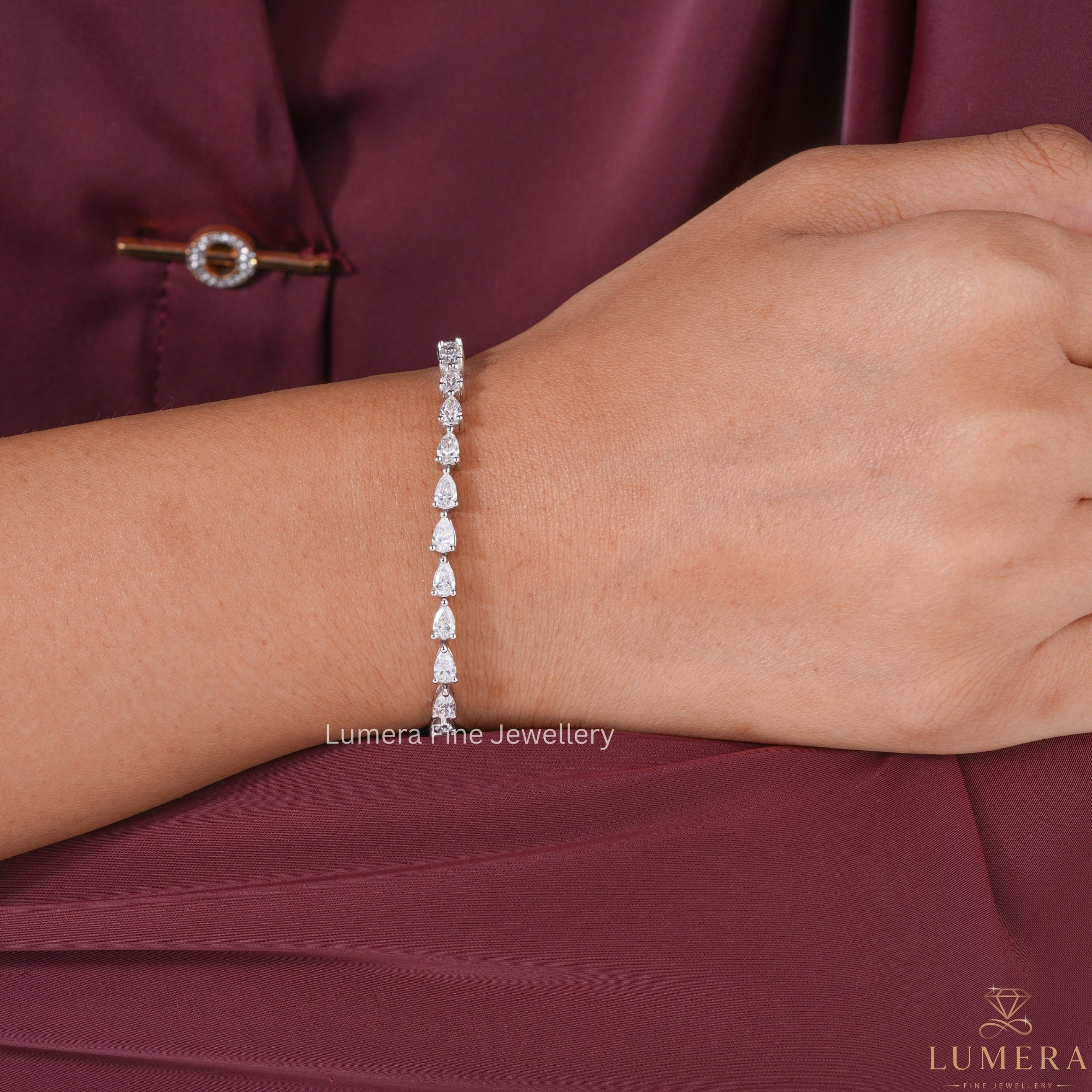 Pear Lab Grown Diamond Tennis Bracelet