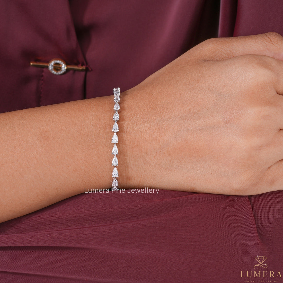 Pear Lab Grown Diamond Tennis Bracelet