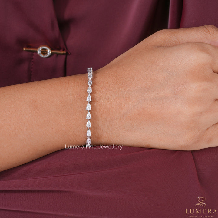 Pear Lab Grown Diamond Tennis Bracelet