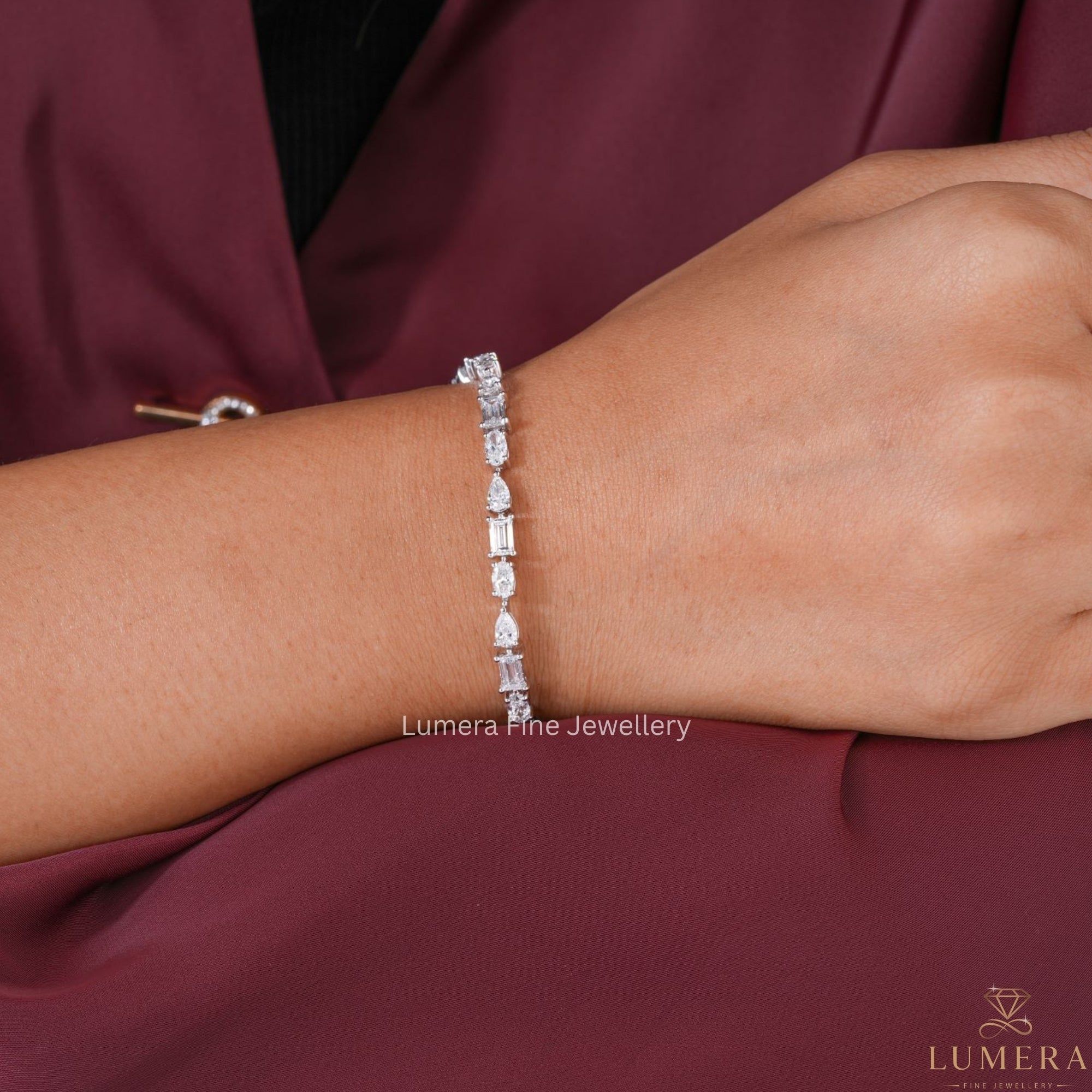Oval-Pear-Baguette Lab Grown Diamond Mixed Shape Tennis Bracelet