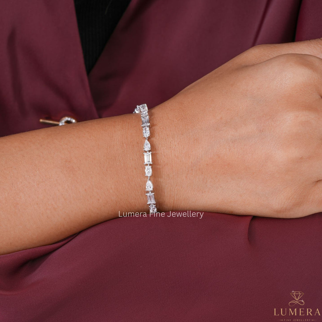 Oval-Pear-Baguette Lab Grown Diamond Mixed Shape Tennis Bracelet