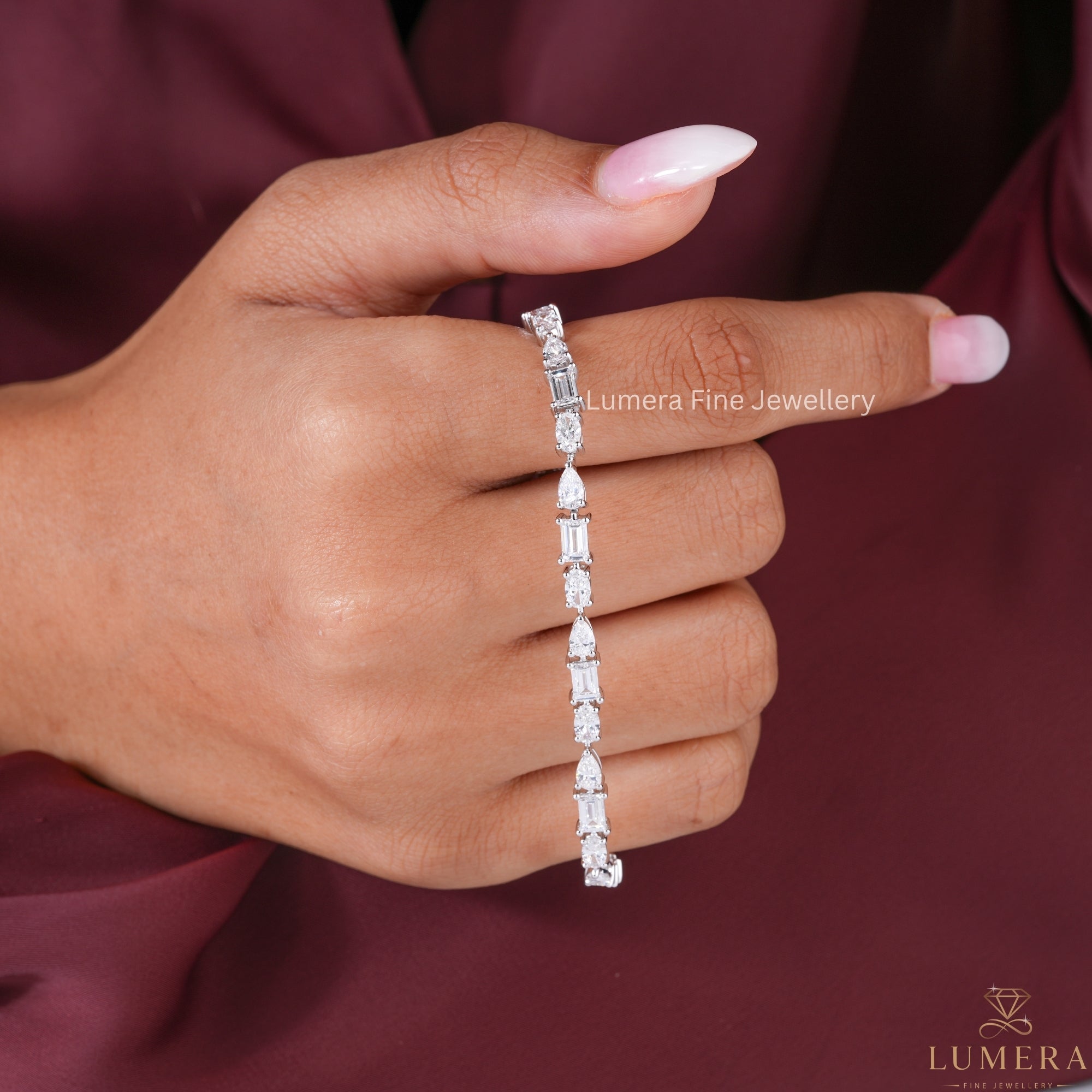 Oval-Pear-Baguette Lab Grown Diamond Mixed Shape Tennis Bracelet