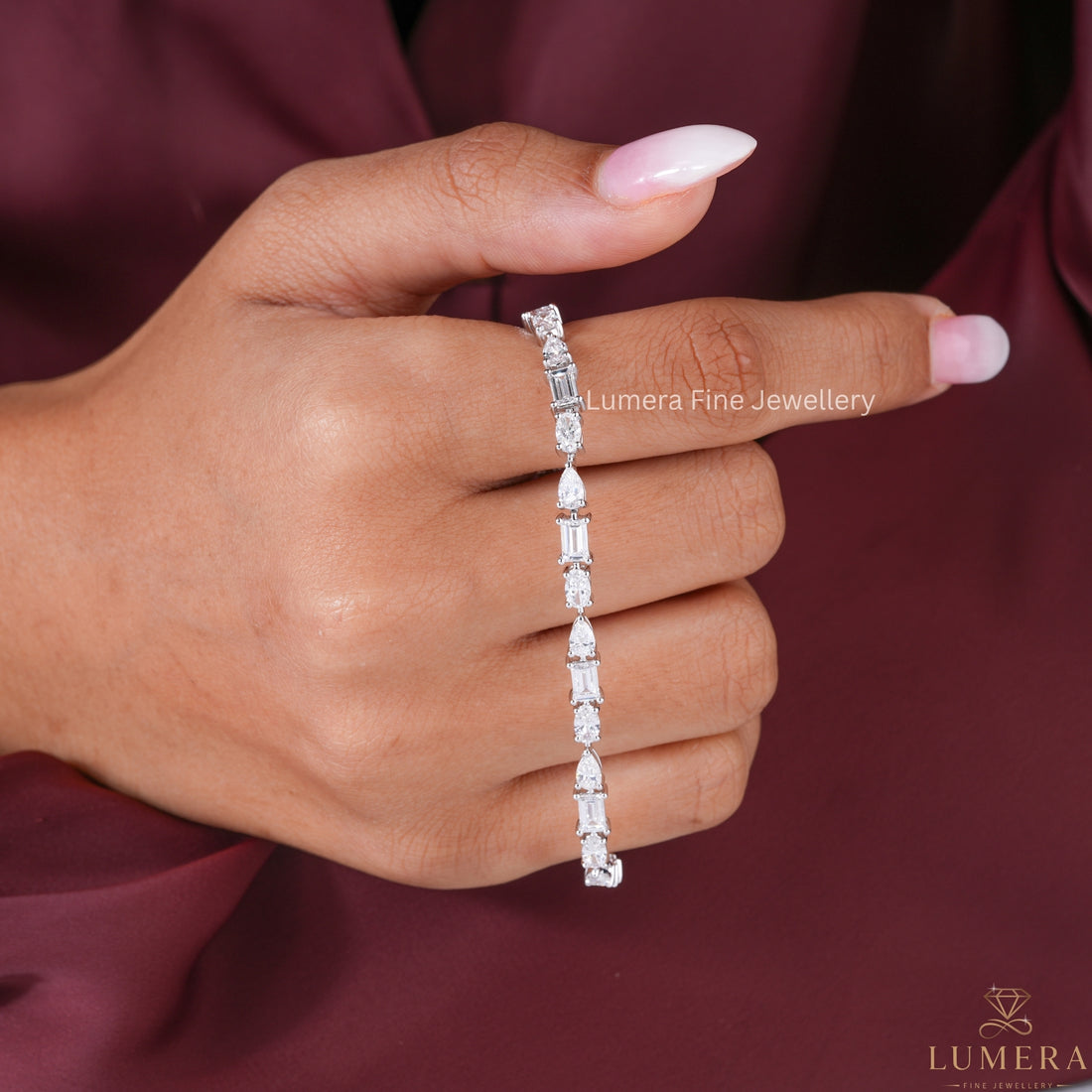 Oval-Pear-Baguette Lab Grown Diamond Mixed Shape Tennis Bracelet