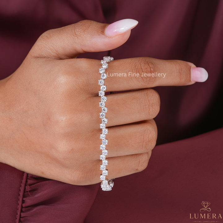 Round Lab Grown Diamond Wide Look Tennis Bracelet