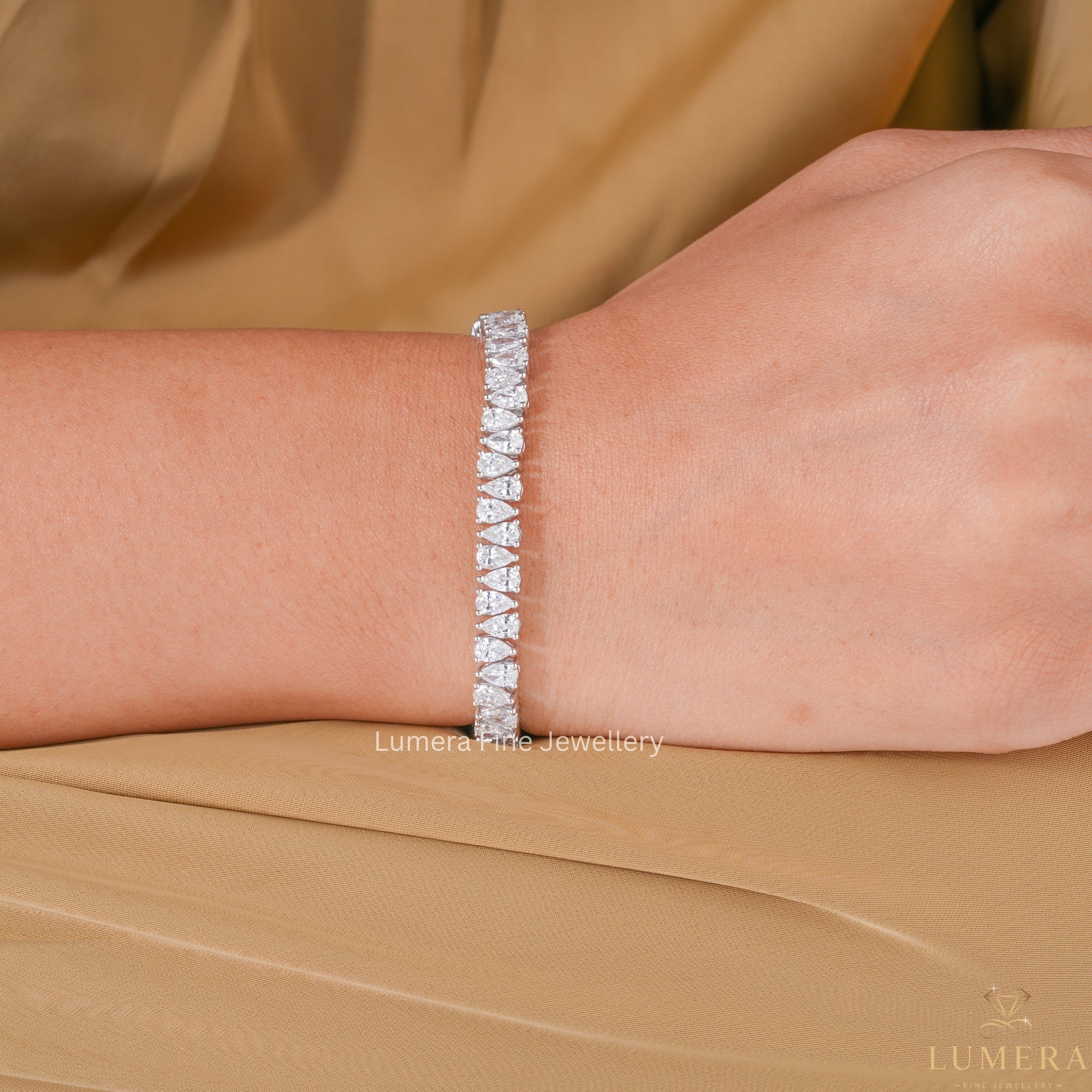 Pear Cut Lab Grown Diamond Tennis Bracelet