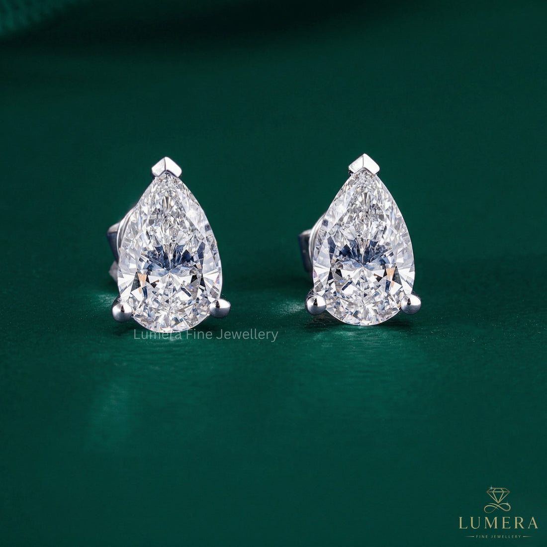 2.40 TCW Pear Cut Lab Grown Diamond Stud Earrings