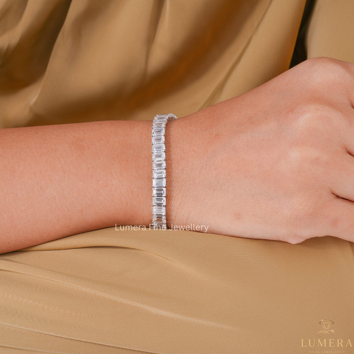Emerald Cut Lab Grown Diamond Tennis Bracelet