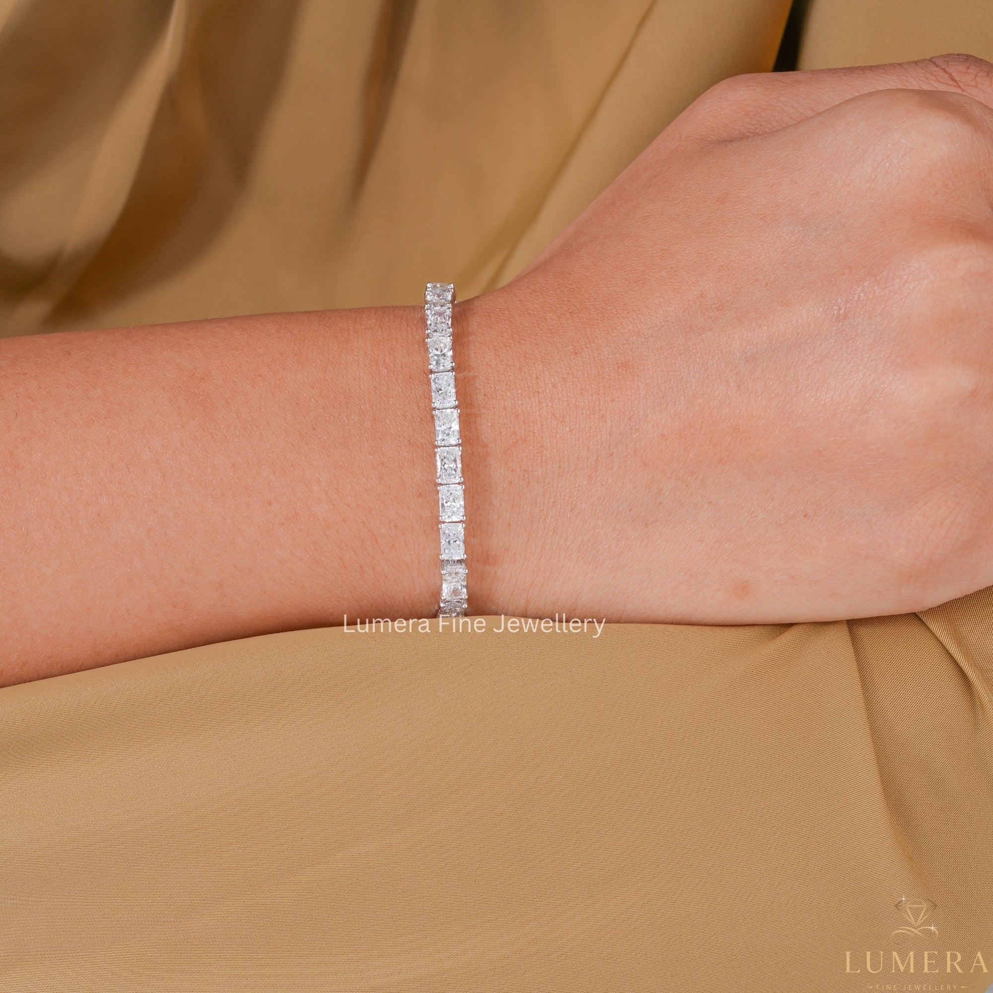 Elongated Radiant Cut Lab Grown Tennis Bracelet