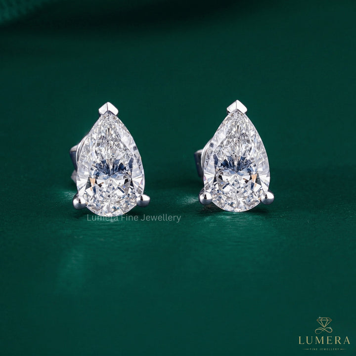 1.0 TCW Pear Cut Lab Grown Diamond Stud Earrings