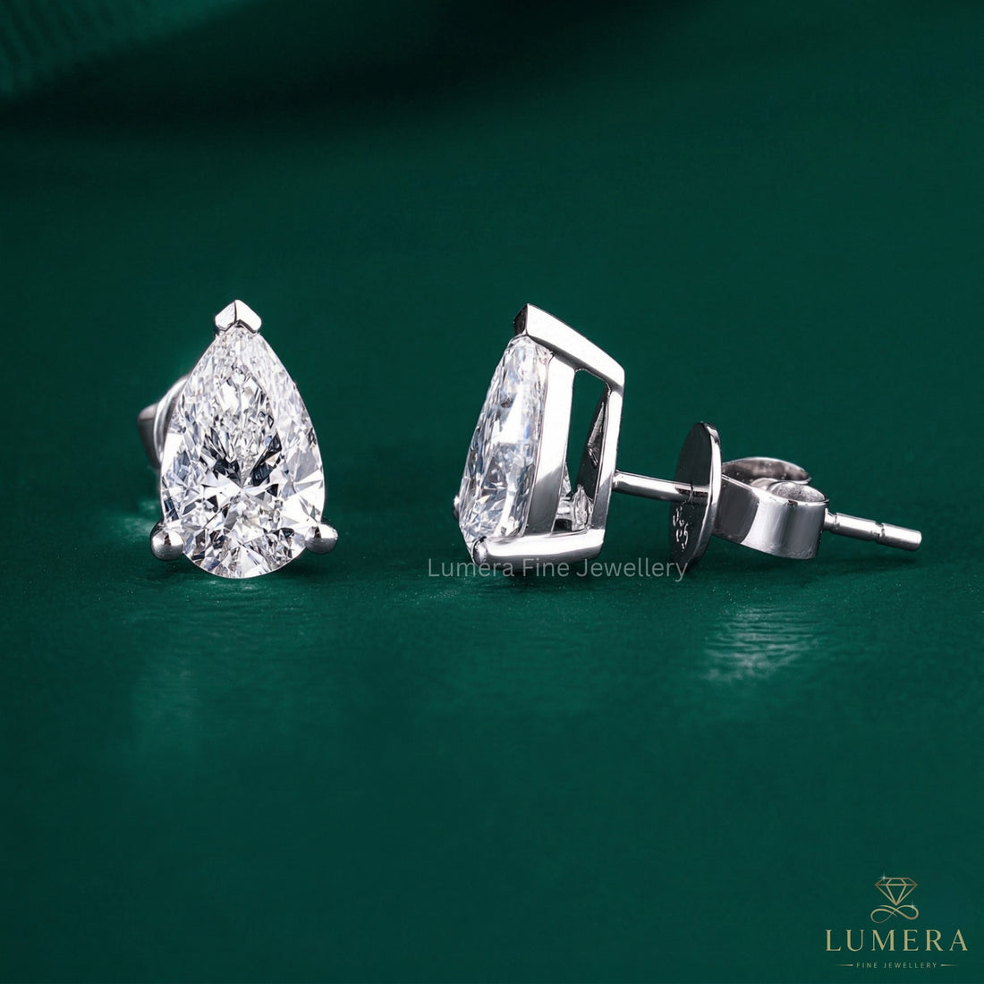 2.40 TCW Pear Cut Lab Grown Diamond Stud Earrings