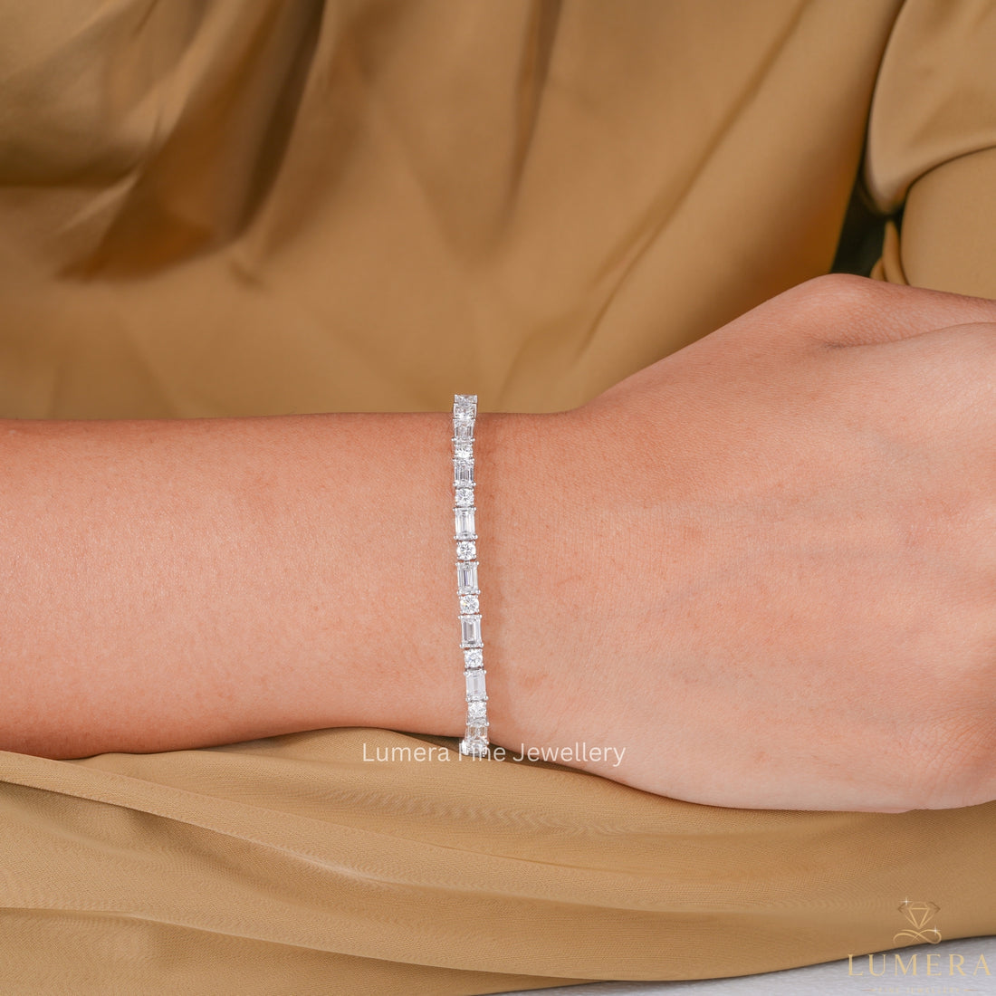 Emerald-Round Lab Grown Diamond Tennis Bracelet