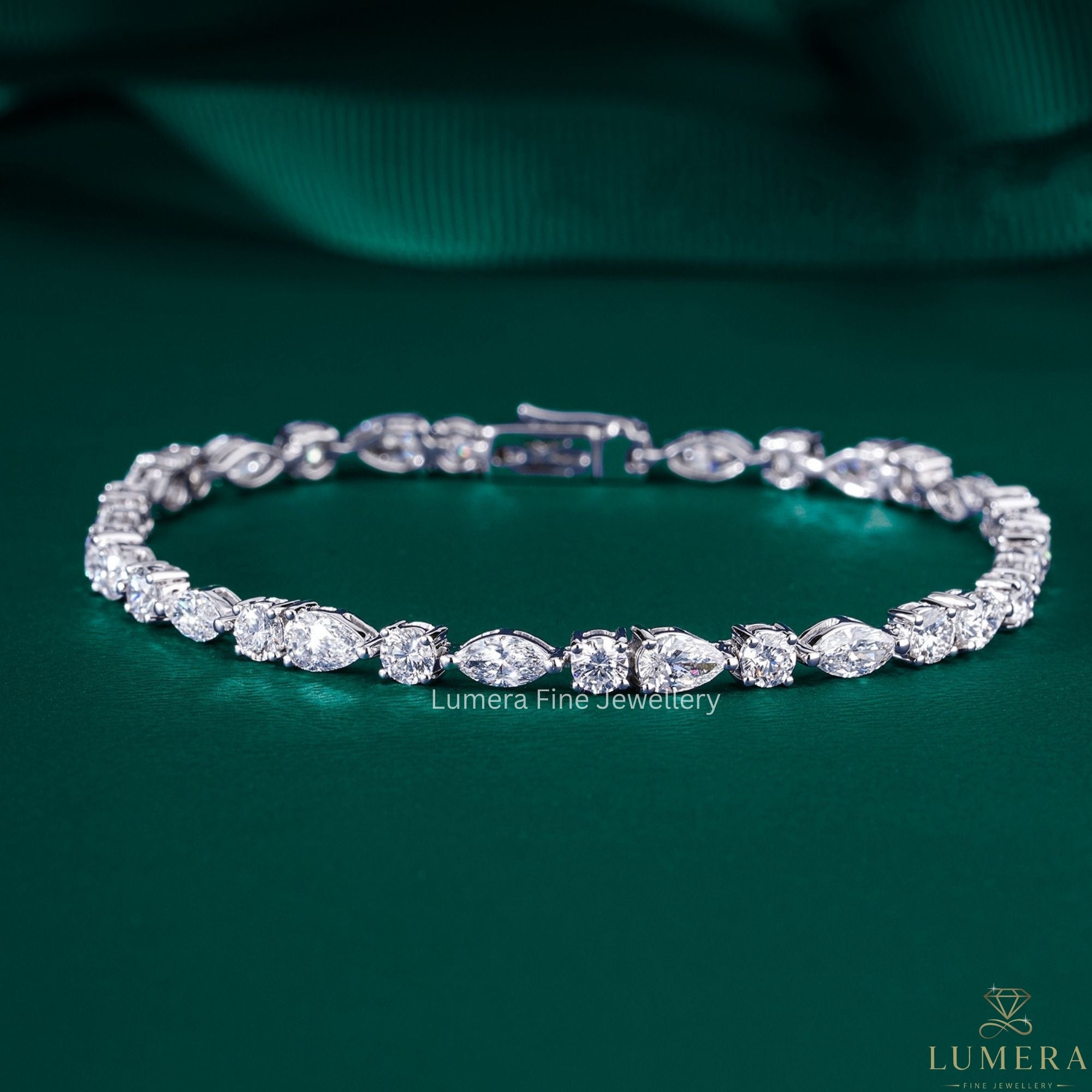 Pear-Marquise-Round Multi Cut Lab Grown Diamond Tennis Bracelet