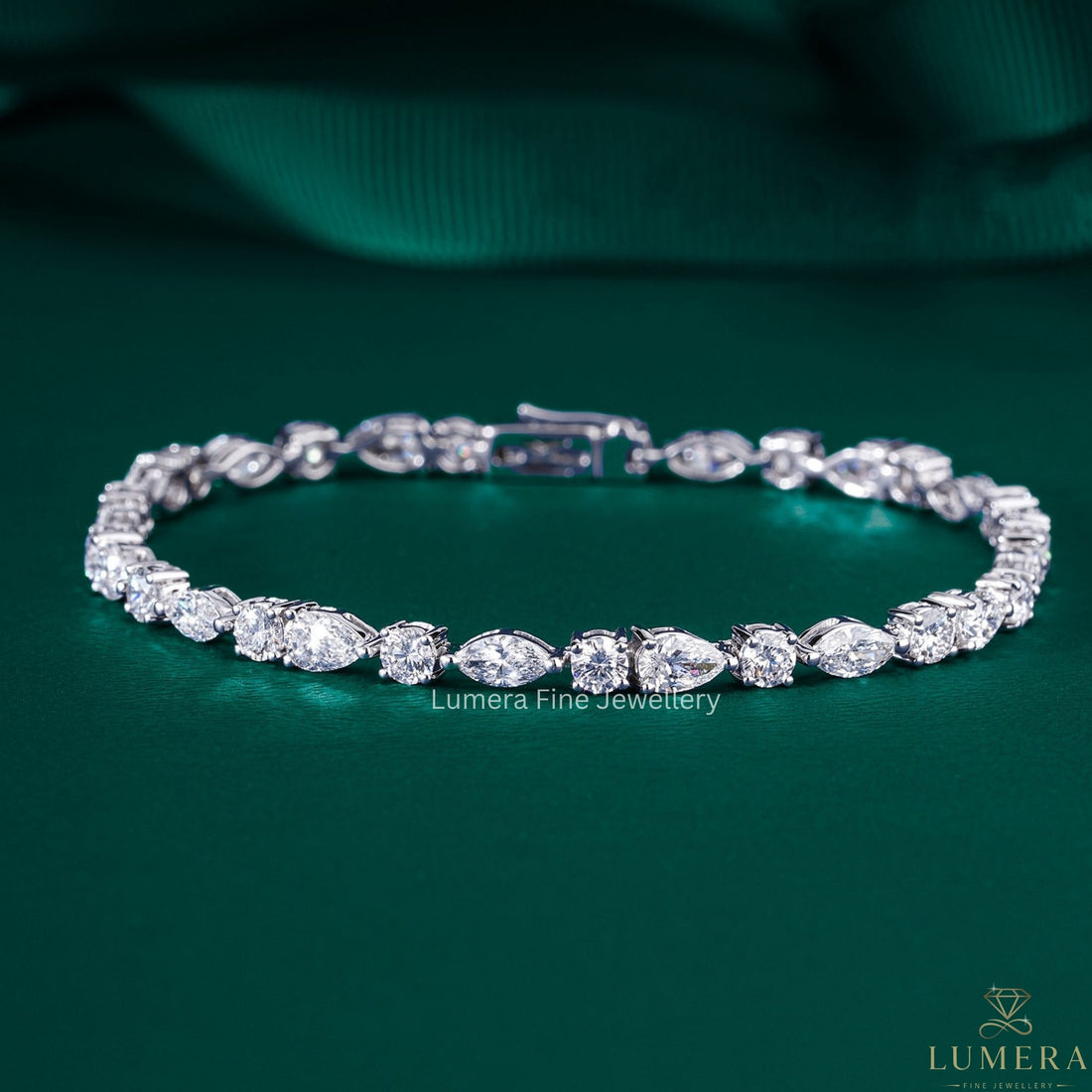 Pear-Marquise-Round Multi Cut Lab Grown Diamond Tennis Bracelet