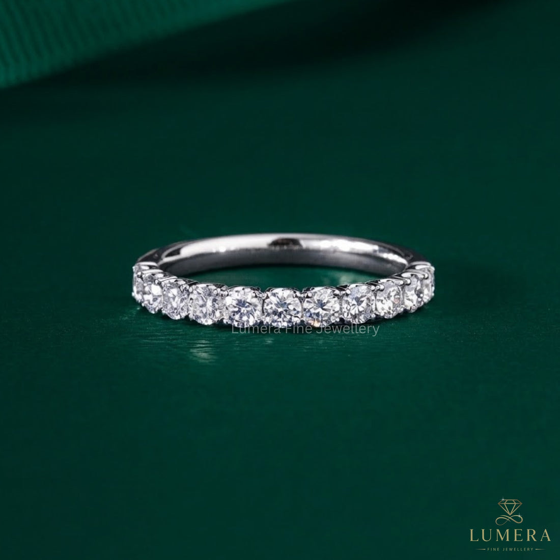 0.50 TCW Round Cut Lab Grown Diamond  Prong Set CVD Wedding band