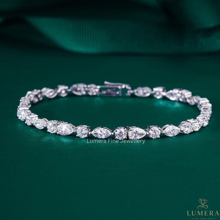 Pear-Marquise-Round Multi Cut Lab Grown Diamond Tennis Bracelet