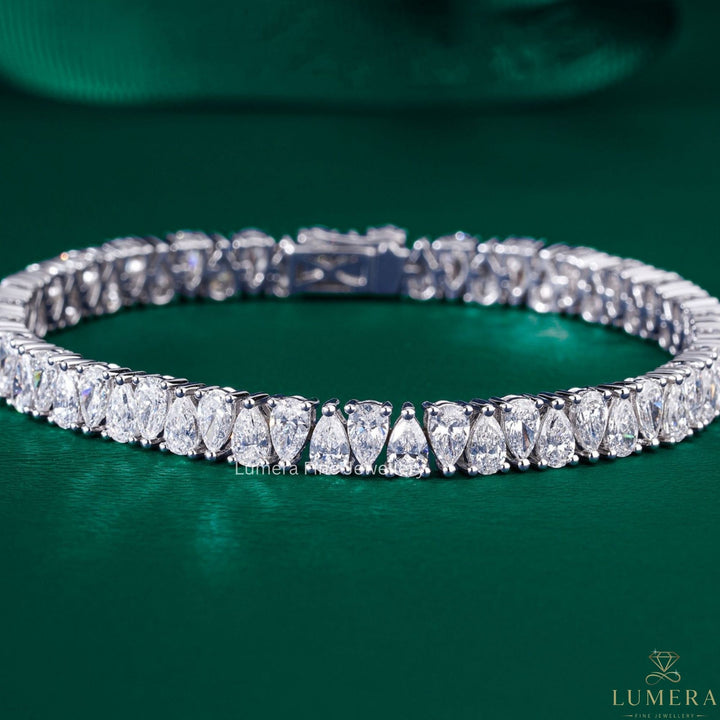 Pear Cut Lab Grown Diamond Tennis Bracelet