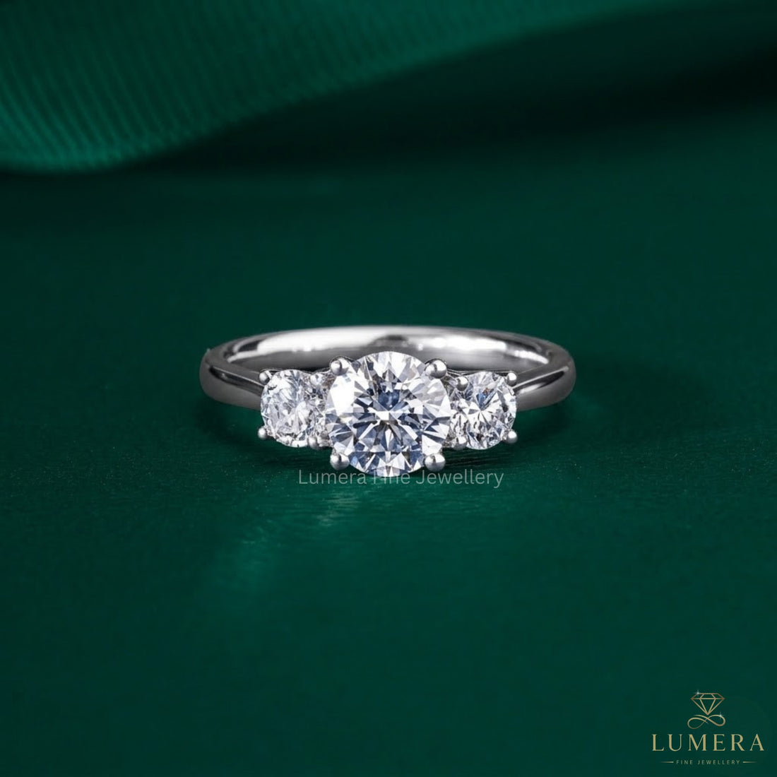 1.00 CT Round Brilliant Diamond Trilogy Engagement Ring