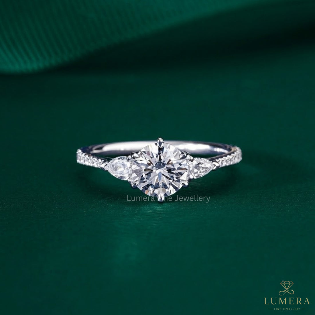 1.00 CT Round Cut Diamond Pave Set Engagement Ring