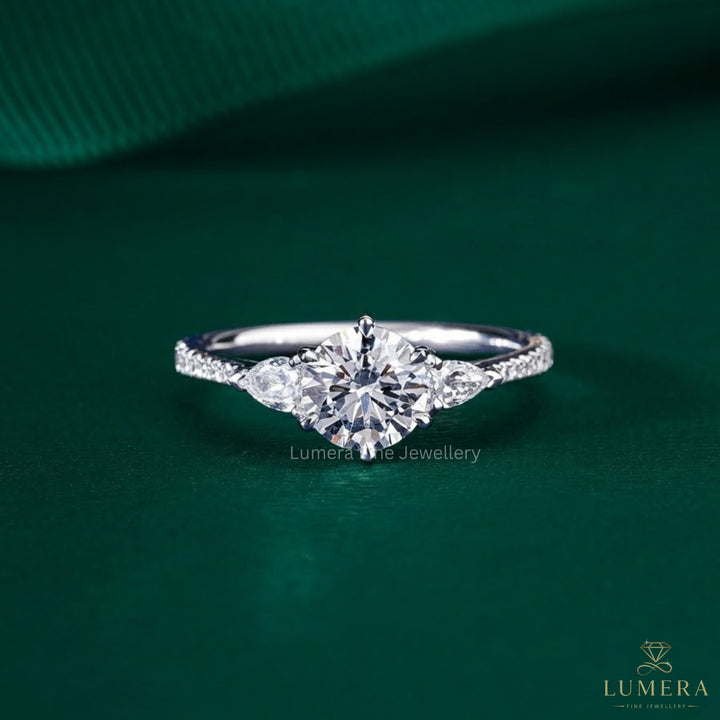 1.00 CT Round Cut Diamond Pave Set Engagement Ring