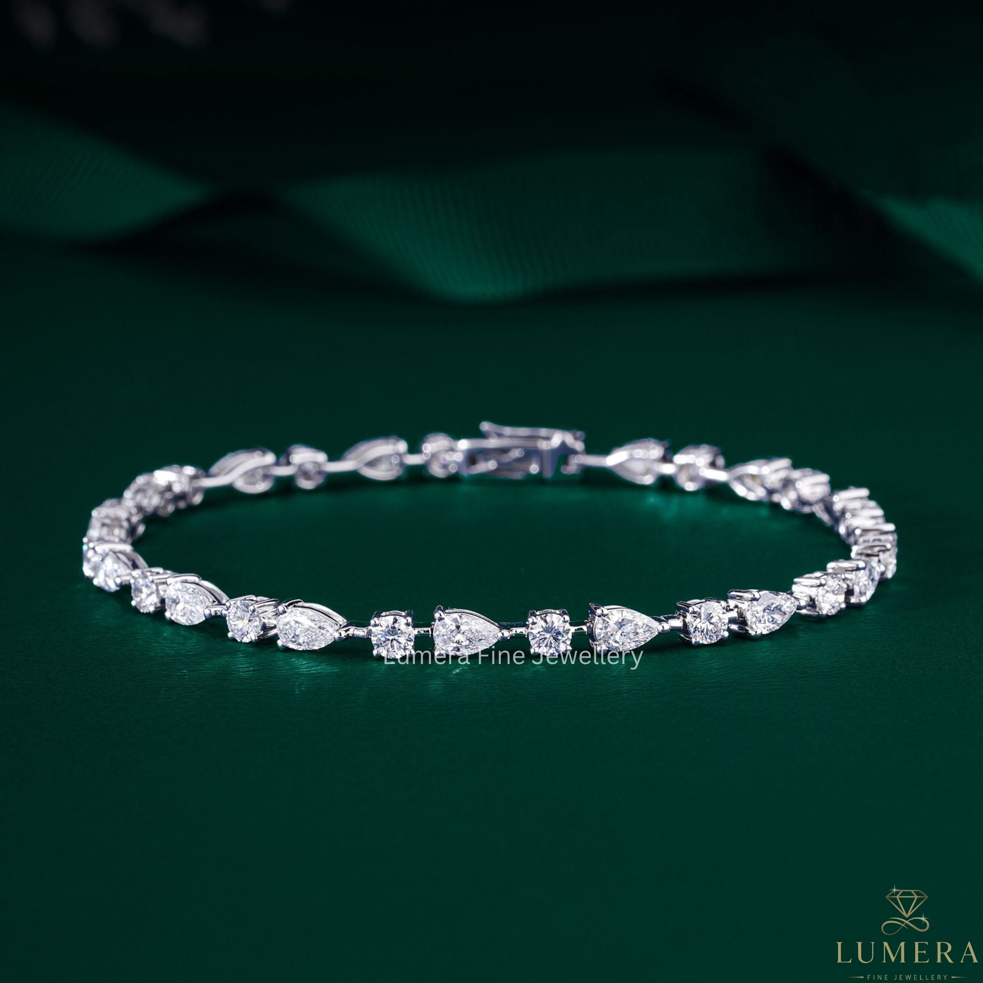 Pear & Round Lab Grown Diamond Tennis Bracelet