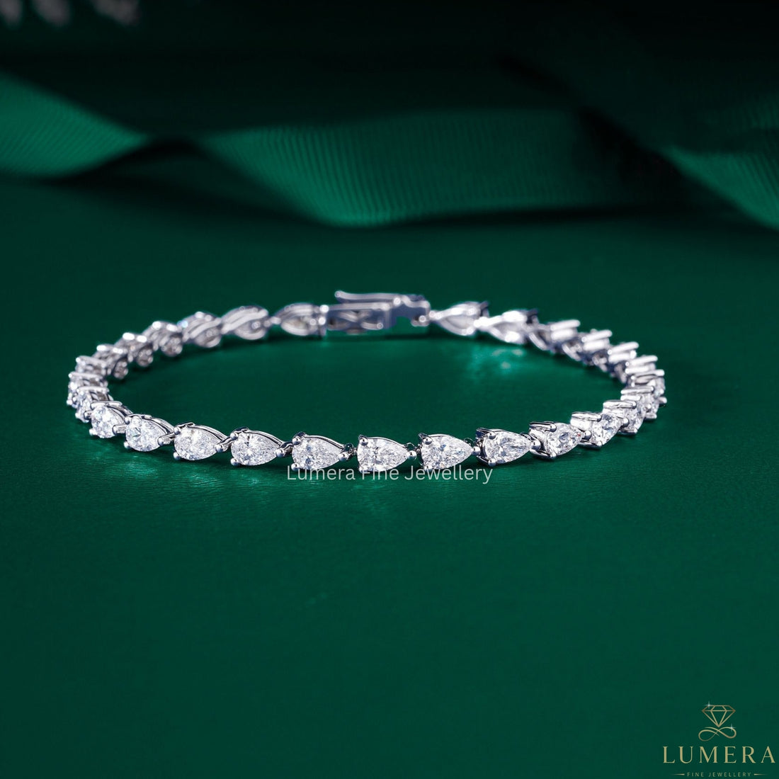Pear Lab Grown Diamond Tennis Bracelet