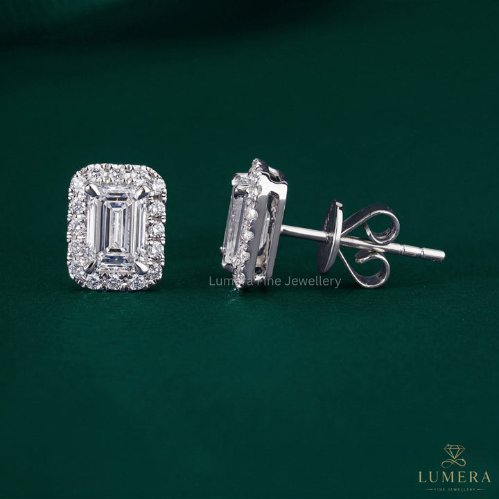 1.60 TCW Emerald Cut Lab Grown Diamond Stud Earrings