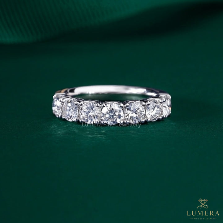 1.30 TCW Round Cut Lab Grown Diamond Half Eternity Wedding Band