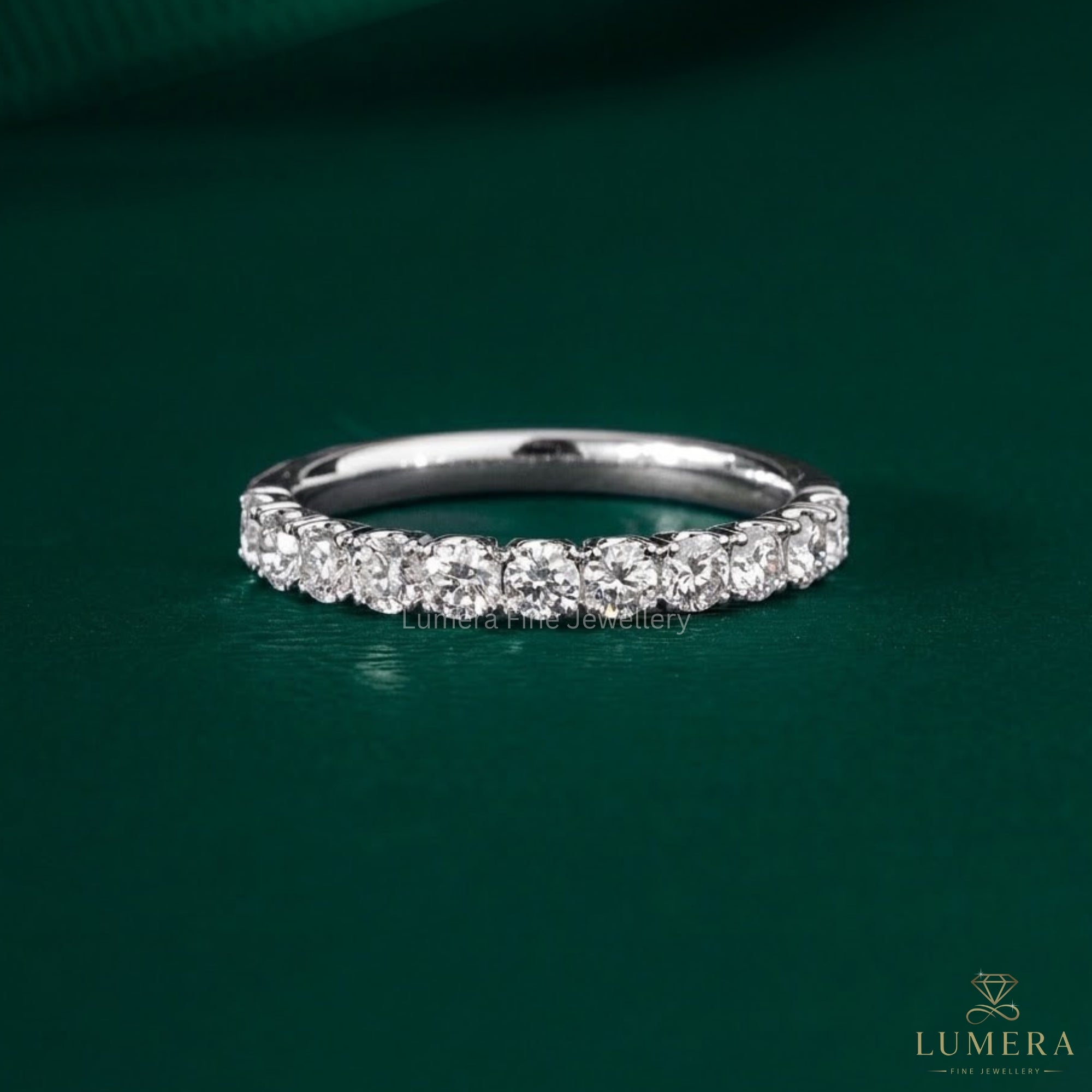 0.50 TCW Round Cut Lab Grown Diamond Half Eternity Sparkling Stackable Wedding Band