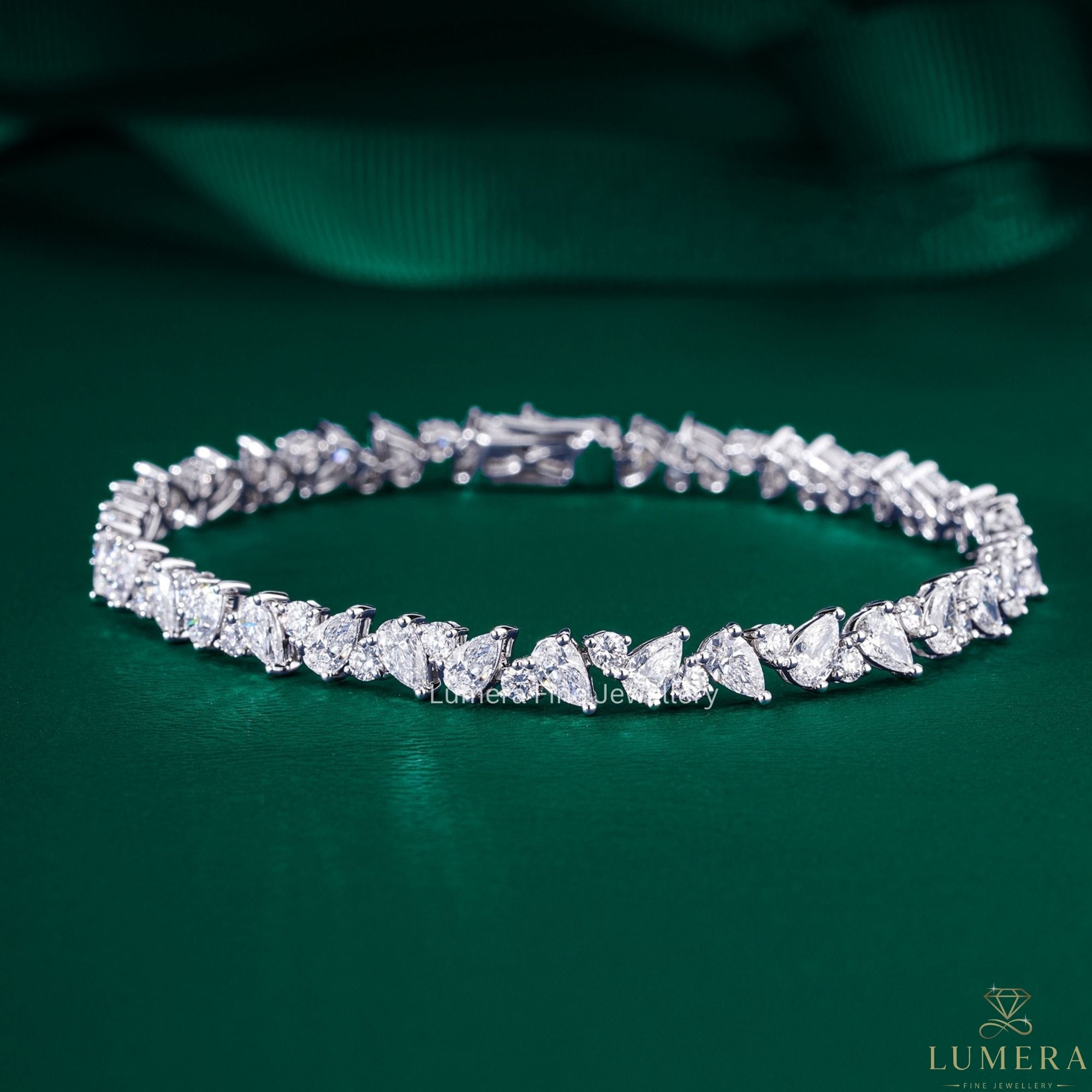 Pear-Round Lab Grown Diamond Mixed Cut Tennis Bracelet