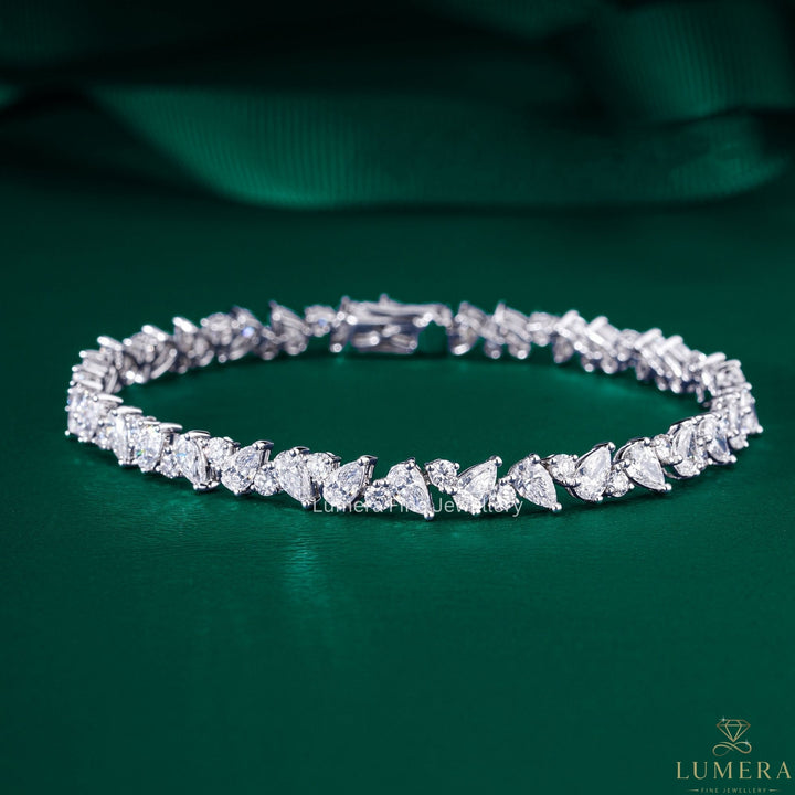 Pear-Round Lab Grown Diamond Mixed Cut Tennis Bracelet