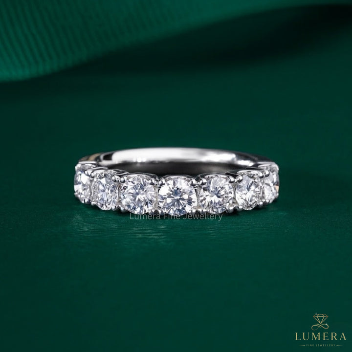 1.5 TCW Round Brilliant Lab Grown Diamond Semi-Eternity Solid Gold Engagement Band