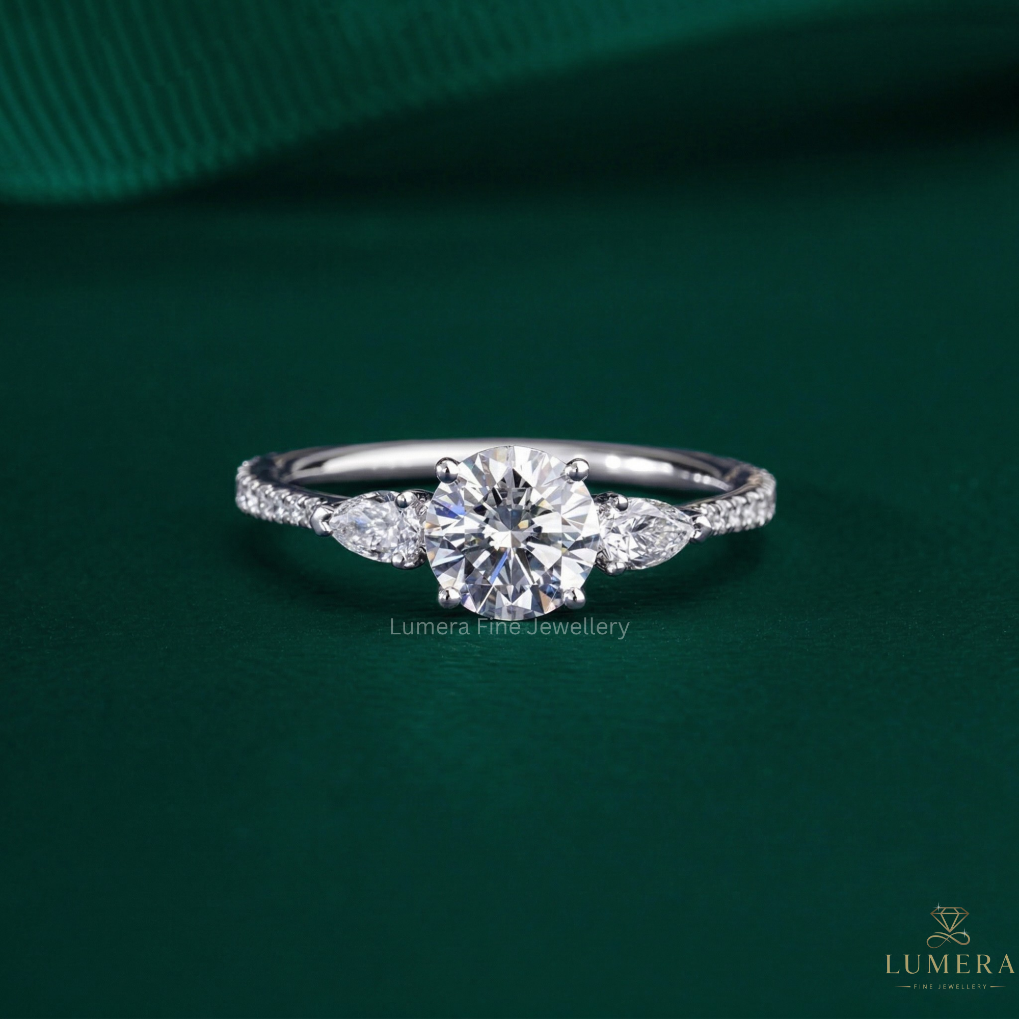 1.00 ct Round Shape Lab Grown Diamond Dainty Pave Set Solid Gold Bridal Engagement Ring