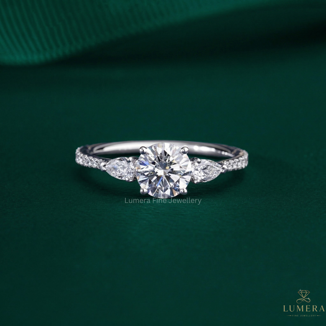 1.00 ct Round Shape Lab Grown Diamond Dainty Pave Set Solid Gold Bridal Engagement Ring