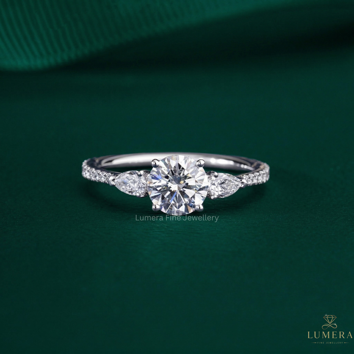 1.00 ct Round Shape Lab Grown Diamond Dainty Pave Set Solid Gold Bridal Engagement Ring