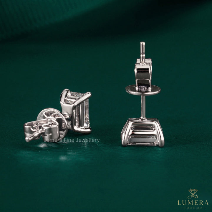 1.50 TCW Emerald Cut Lab Grown Diamond Stud Earrings