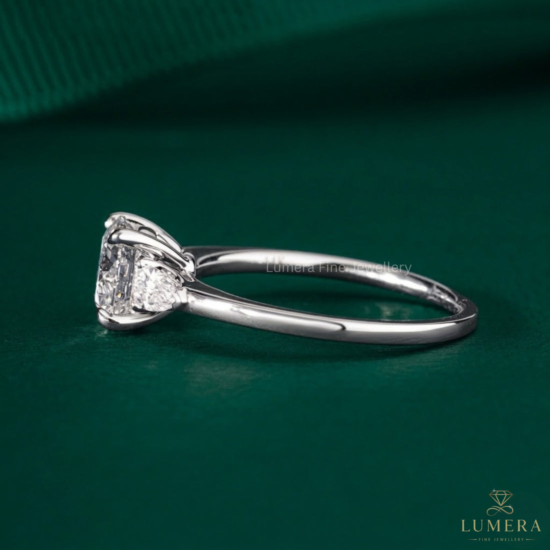 1.00 CT Round Diamond Three-Stone Ring with Pear Side Stones