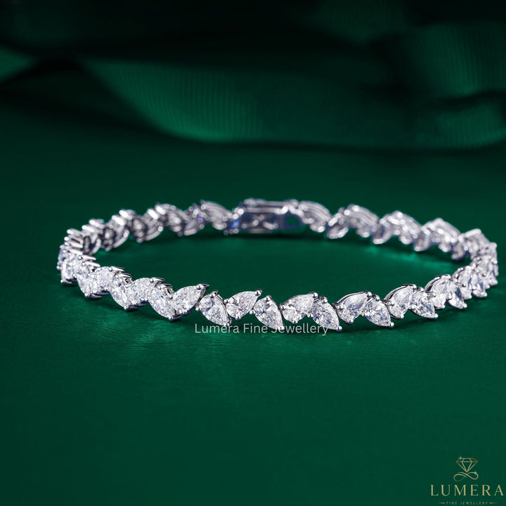 Pear Lab Grown Diamond Cluster Pattern Tennis Bracelet