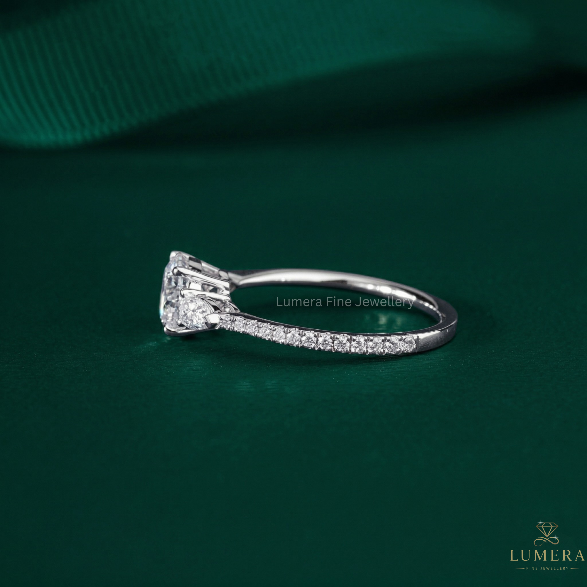 1.00 ct Round Shape Lab Grown Diamond Dainty Pave Set Solid Gold Bridal Engagement Ring