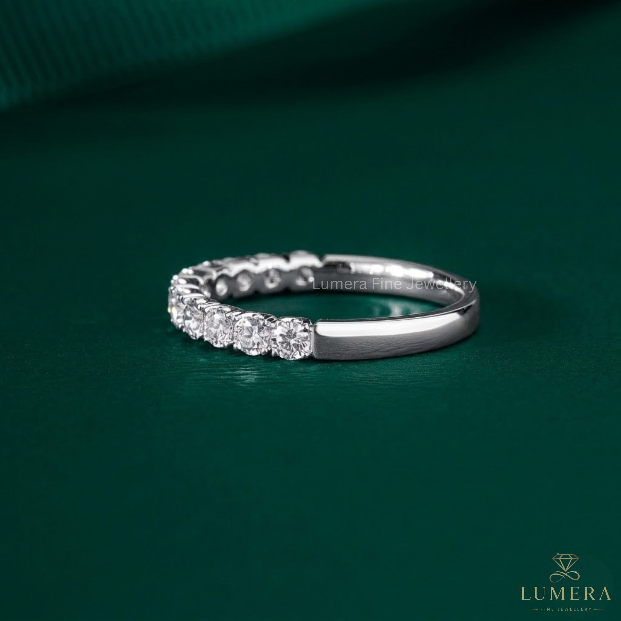 0.50 TCW Round Cut Lab Grown Diamond Half Eternity Sparkling Stackable Wedding Band