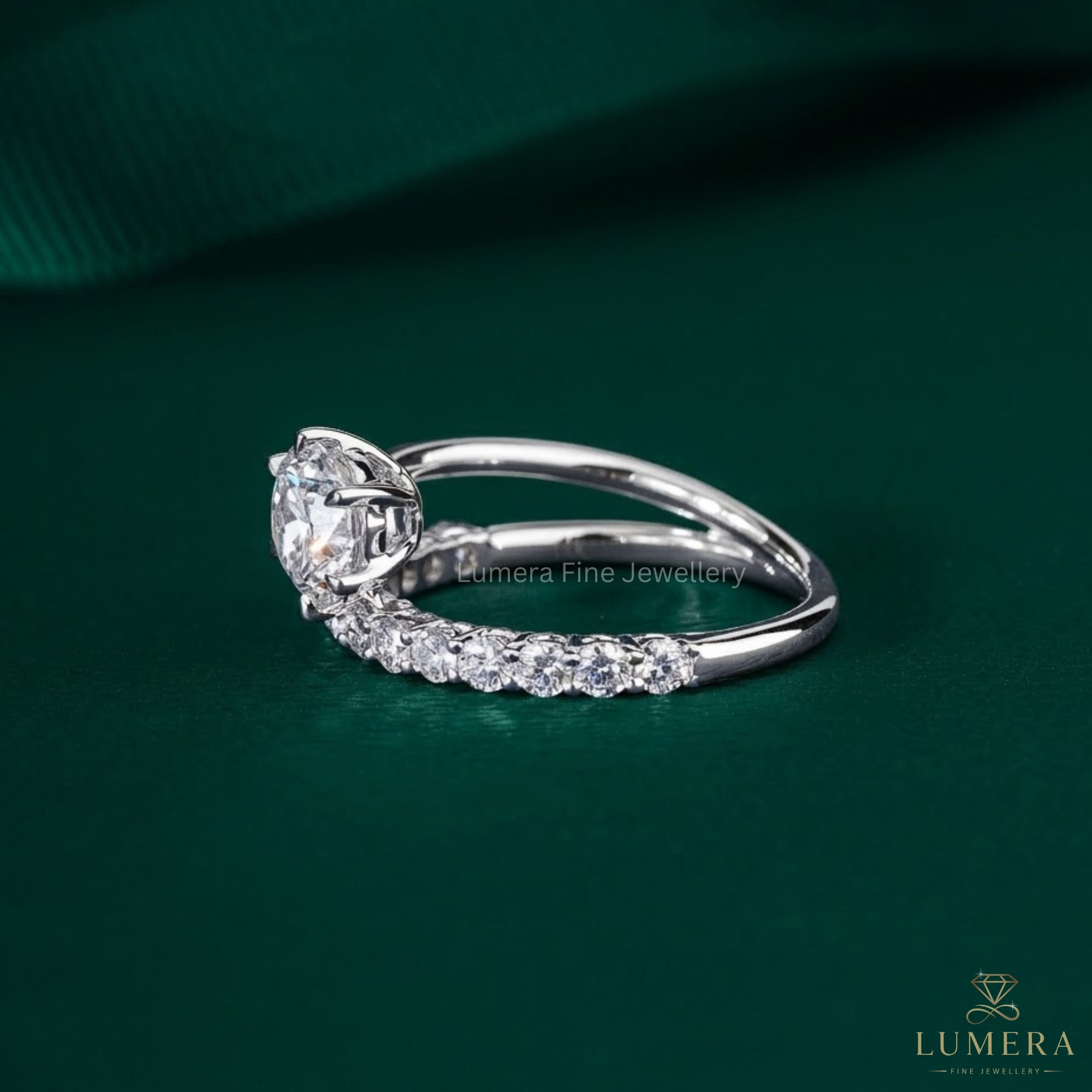 1.00 CT Round Brilliant Diamond with Eternity Band Engagement Ring