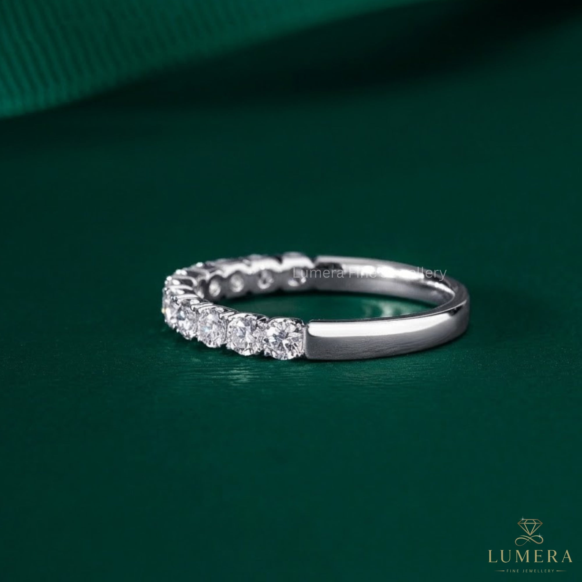 0.50 TCW Round Cut Lab Grown Diamond  Prong Set CVD Wedding band