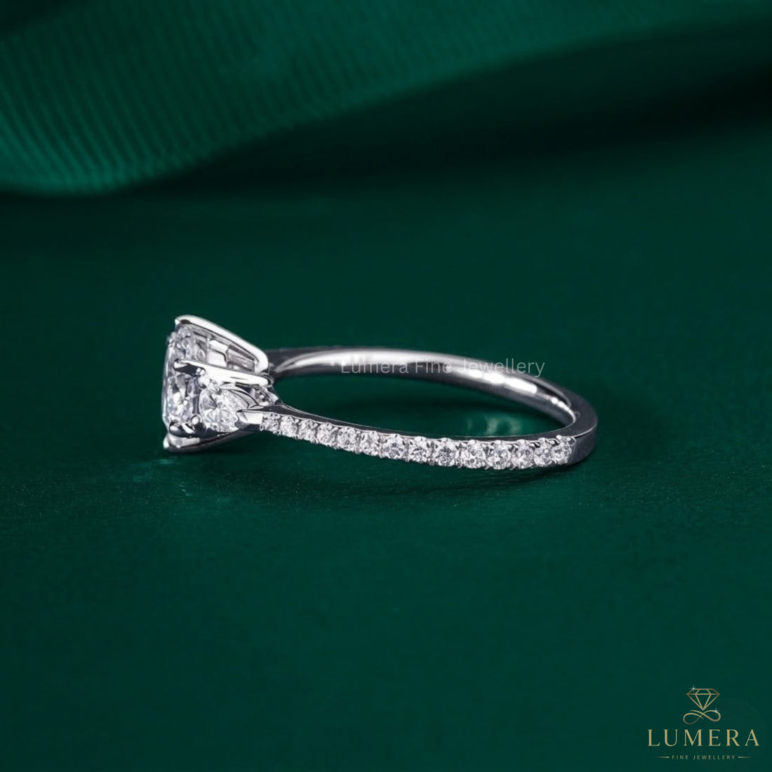 1.00 CT Round Cut Diamond Pave Set Engagement Ring