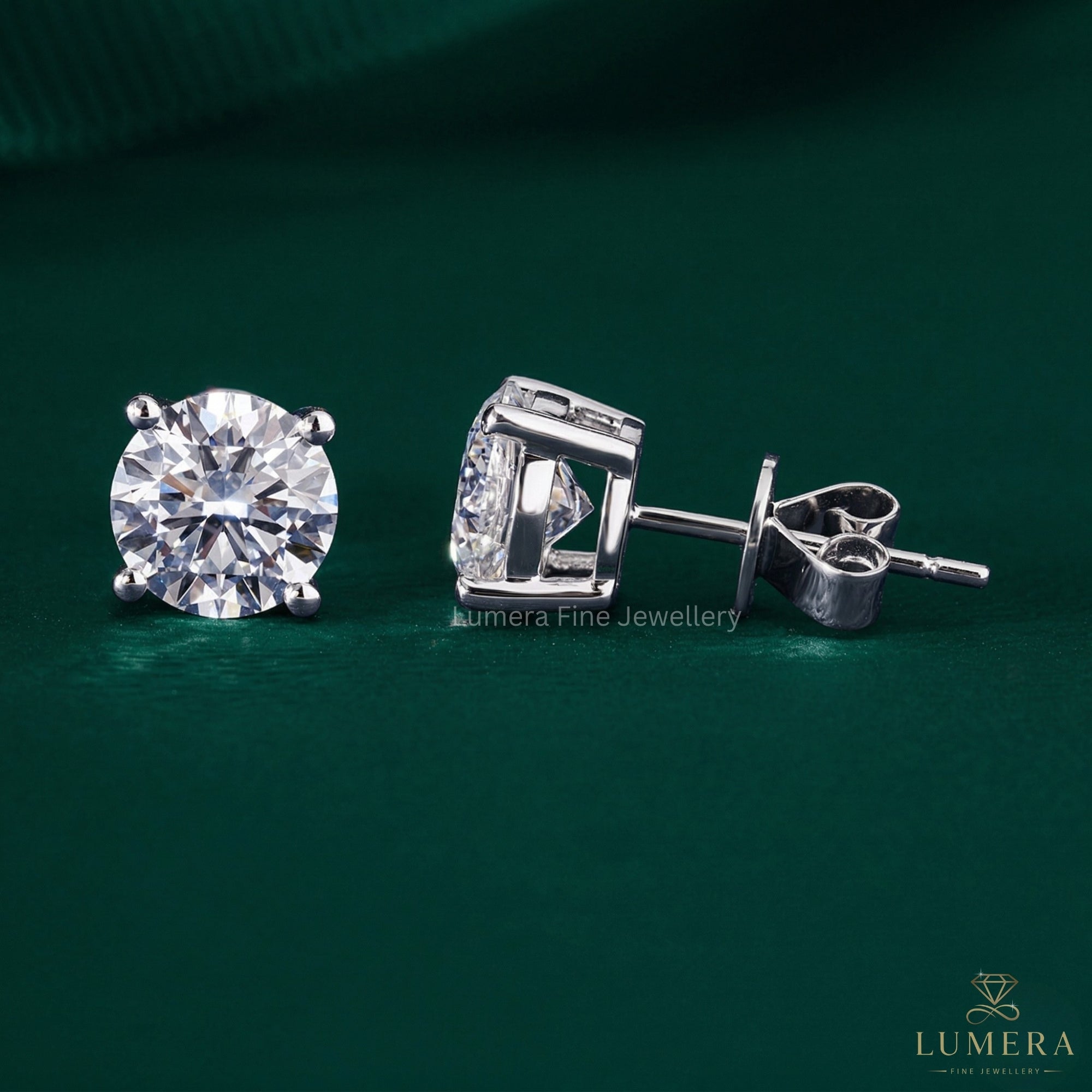 3.0 TCW Round Cut Lab Grown Diamond Stud Earrings