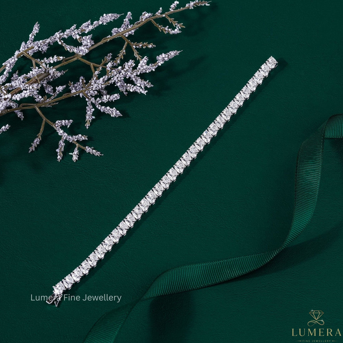Pear Cut Lab Grown Diamond Tennis Bracelet