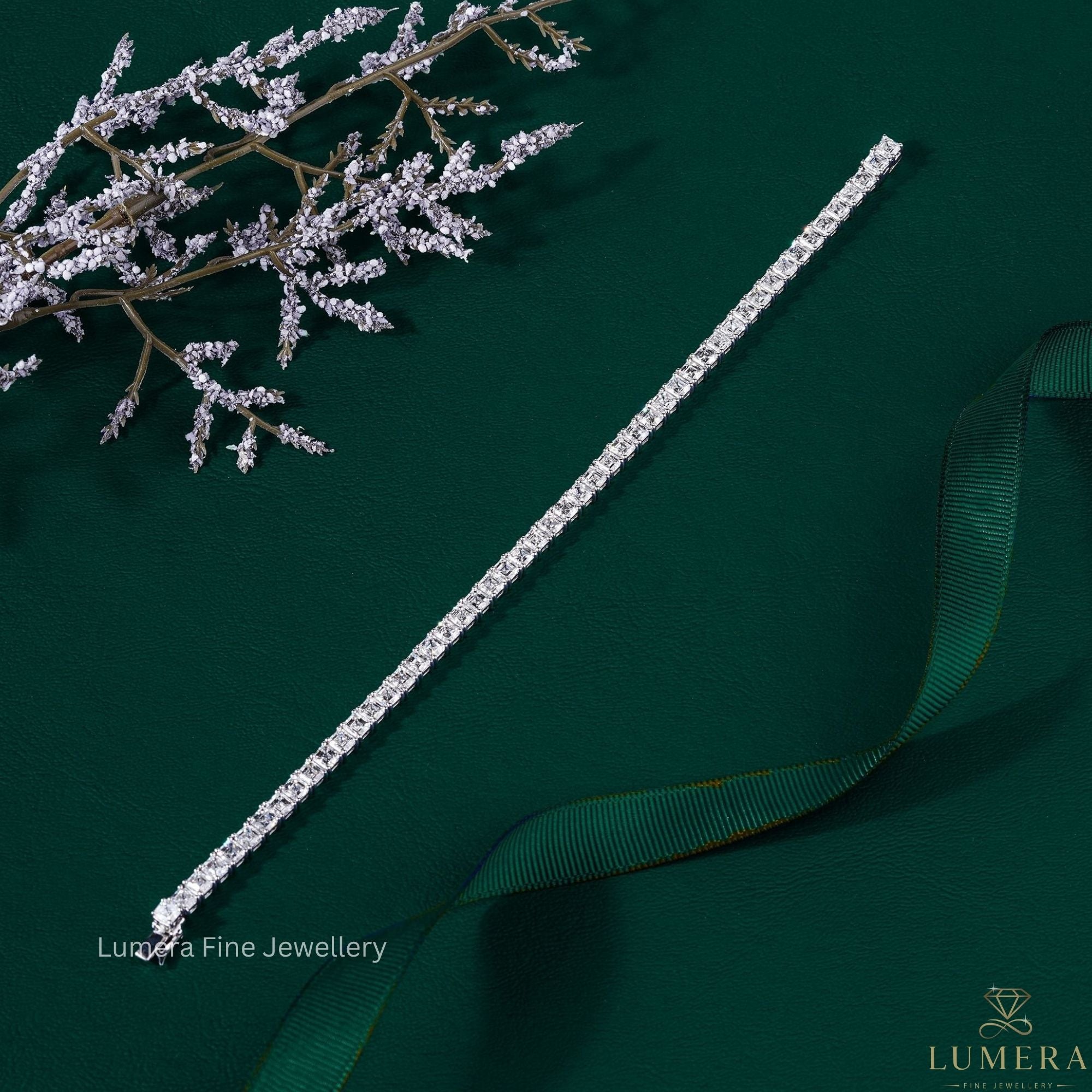 Asscher Step Cut Lab Grown Diamond Tennis Bracelet