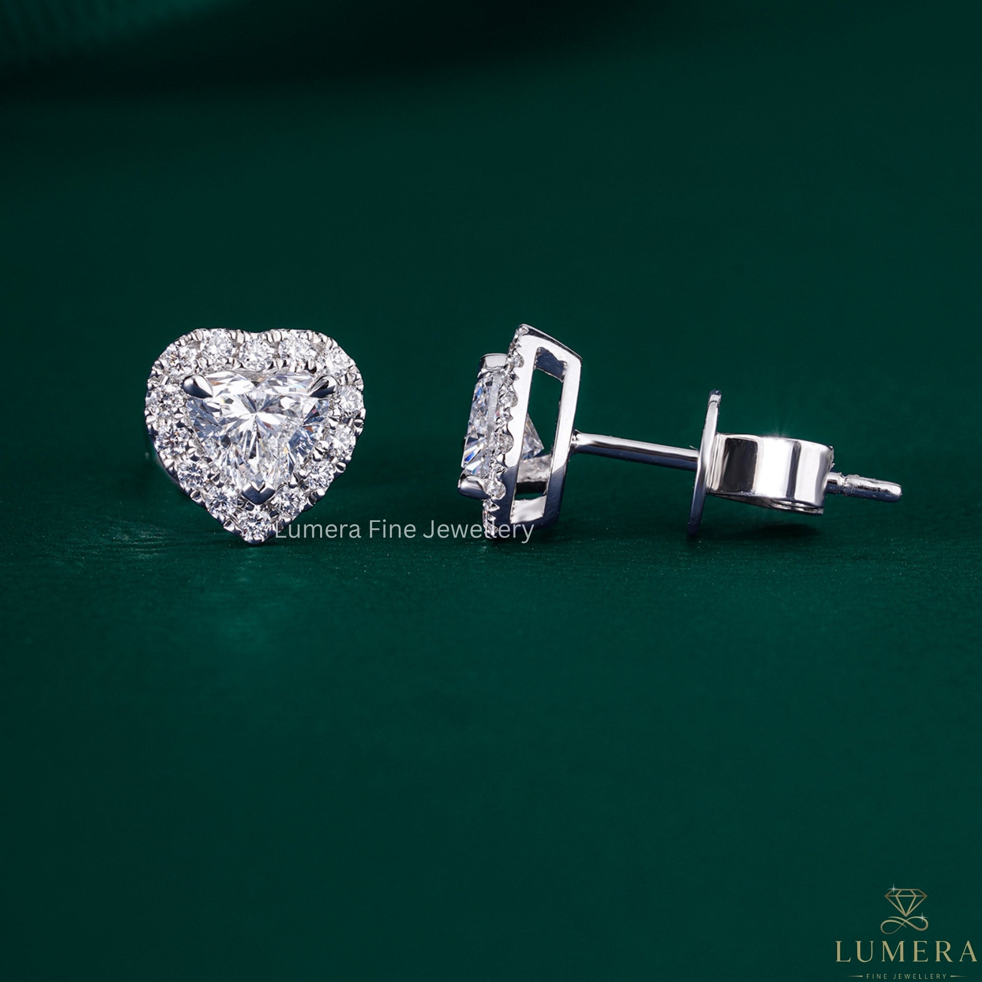 1.0 TCW Heart Cut Lab Grown Diamond Stud Earrings
