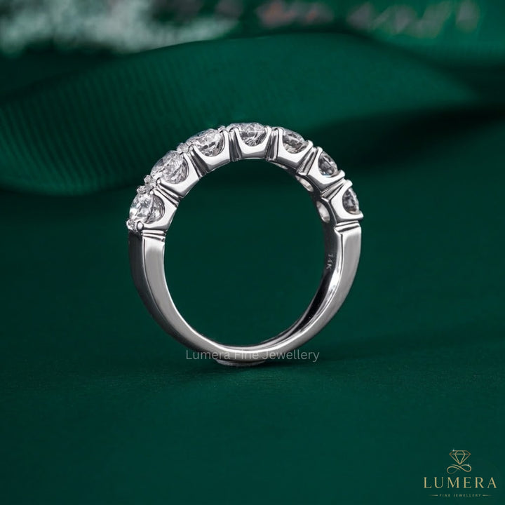 1.30 TCW Round Cut Lab Grown Diamond Half Eternity Wedding Band